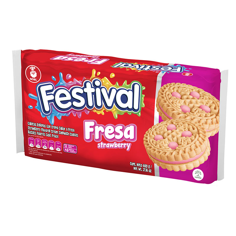 GALLETAS FESTIVAL FRESA 12 PAQ.6 UND