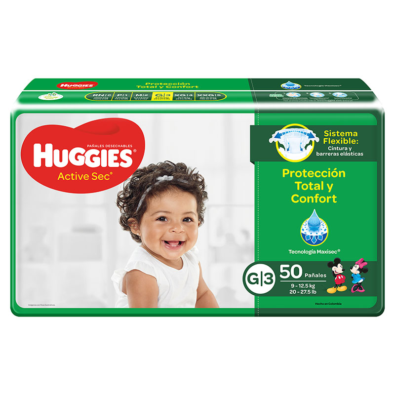 PAN.HUGGIES ACTIVE SEC ET.3 GDE 50 UND