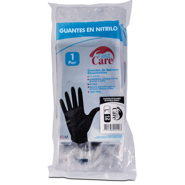 GUANTE FAST CARE NITR.NEGRO T.L 12PAR.IC