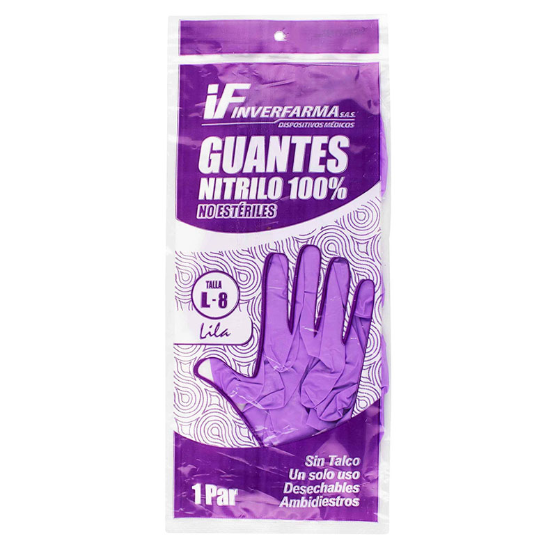 GUANTE EXAMEN NITRILO LILA INVER.L 2 UDS