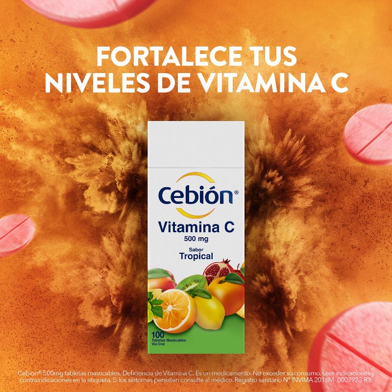 CEBION MASTICABLE TROPICAL 100 TABLETAS - Imagen 3