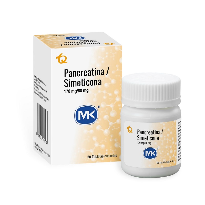 PANCREATINA SIMETICONA 30 TABLETAS MK