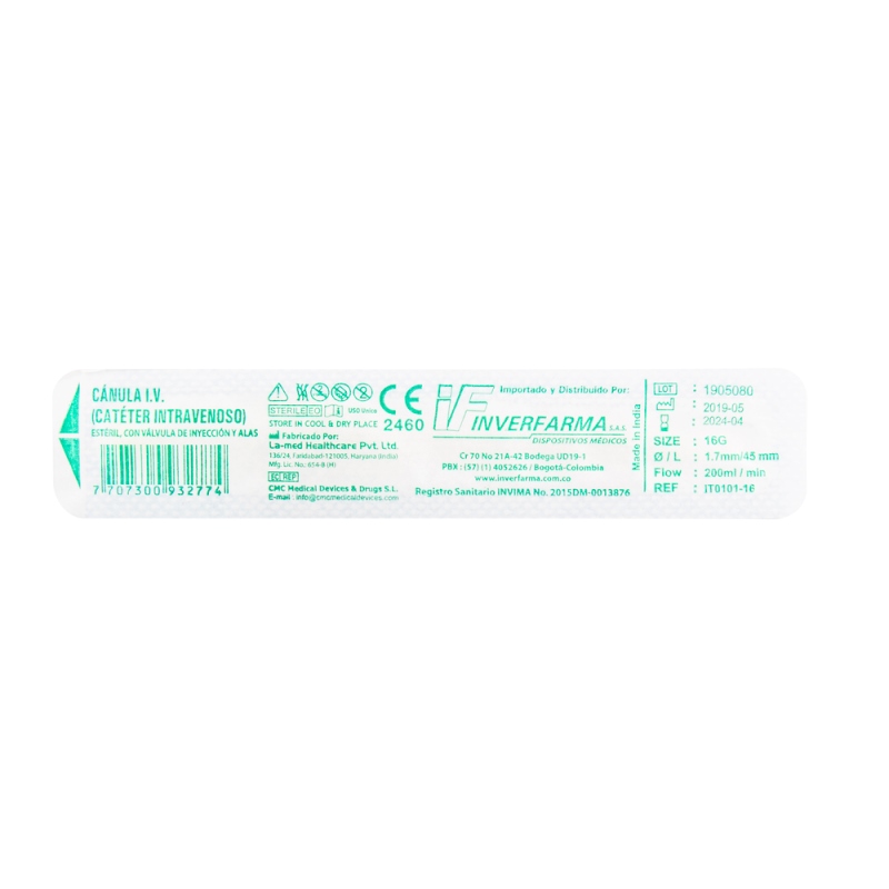 CATETER 16 GR INTRAVENOSO INVERFARMA - Imagen 2