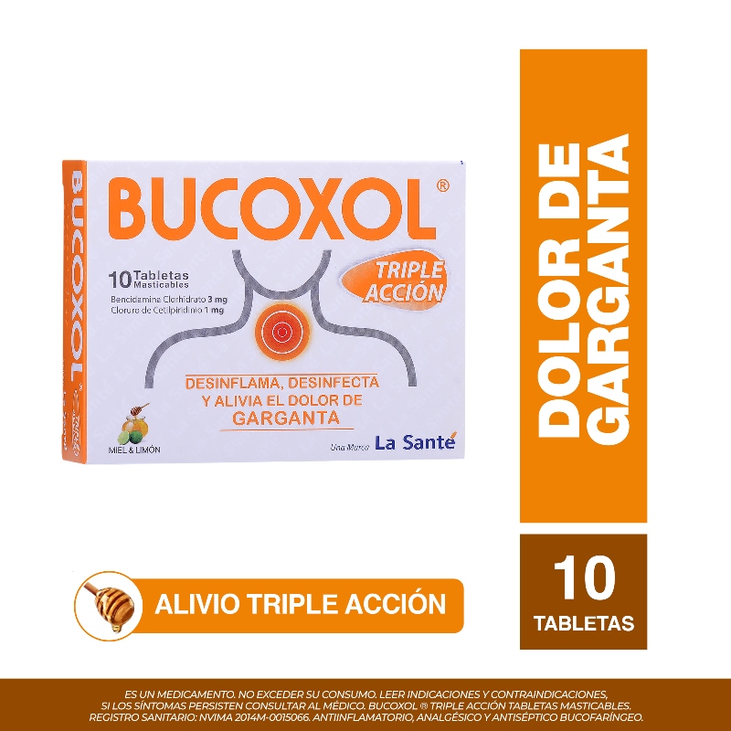 BUCOXOL TRIPLE ACCION MIEL LIMON 10 TBS