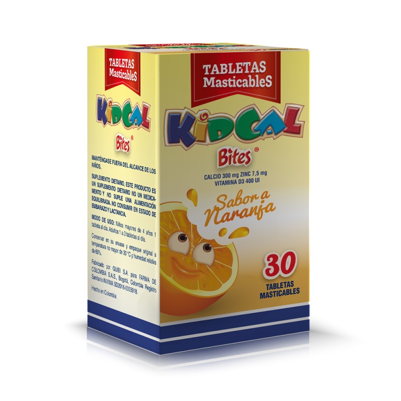 KIDCAL BITES NARANJA 30 TABLETAS - Imagen 3