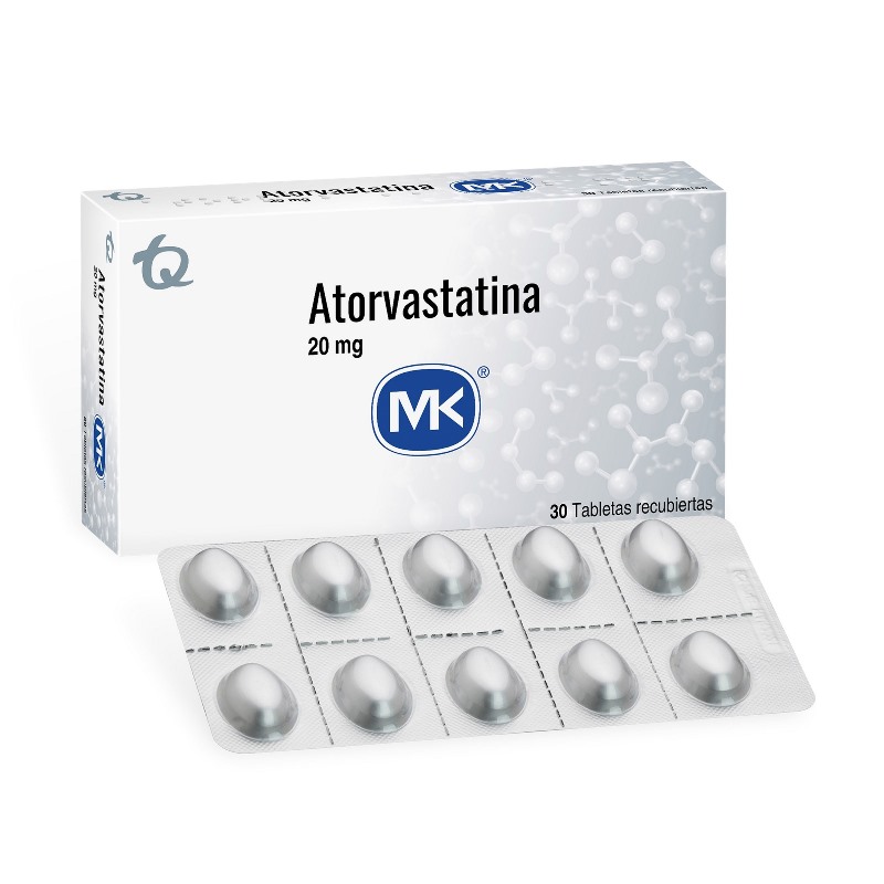ATORVASTATINA 20 MG 30 TABLETAS MK