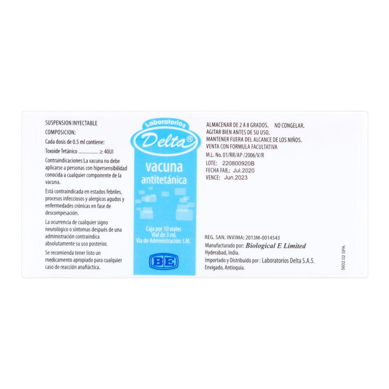 VACUNA ANTIT. DELTA CJ.10 AMP. (R)(SAV)