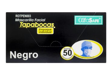 TAPABOCAS ALFA SAFE NEGRO 50 UND