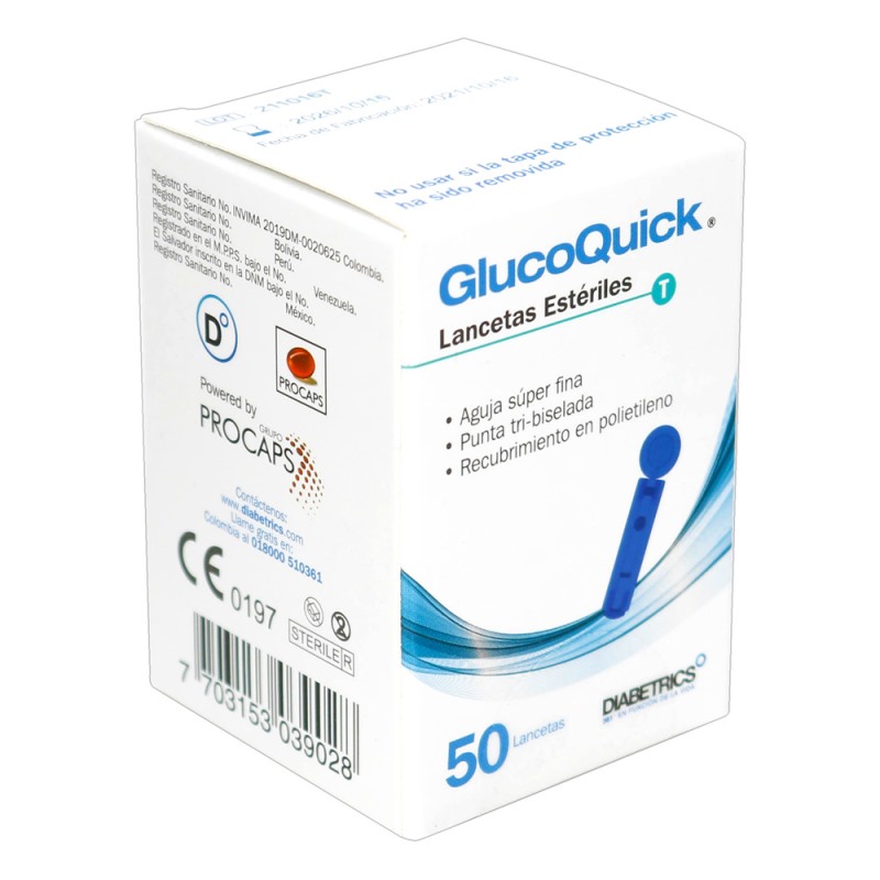LANCETAS GLUCOQUICK ESTERILES 50 UND - Imagen 2