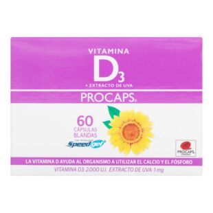 VITAMINA D3+EXTRACTO DE UVA 60 CAPS PC