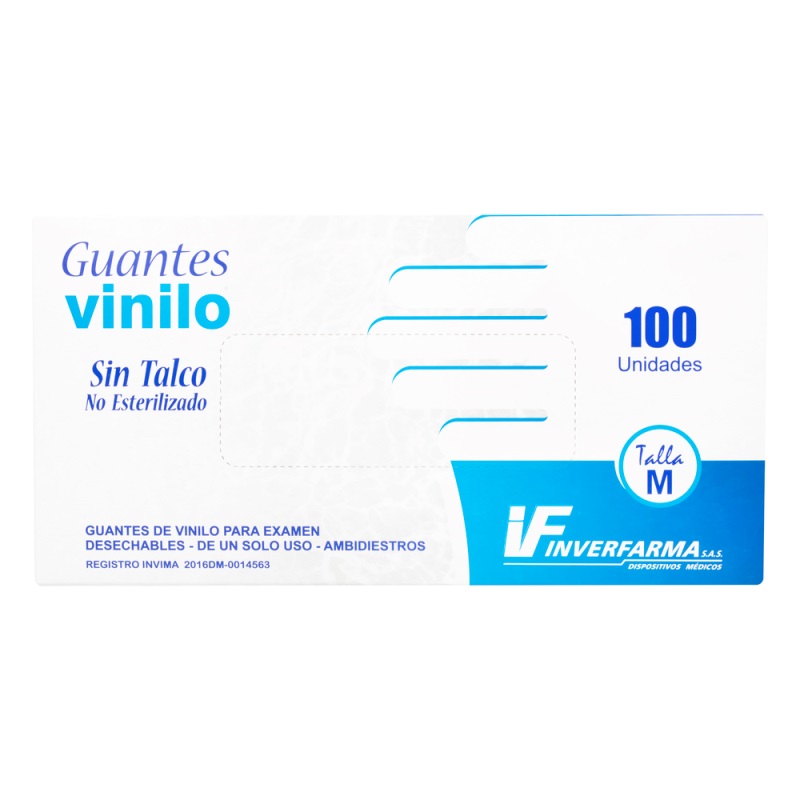 GUANTE DE VINILO T.M 100 UND INVERFARMA