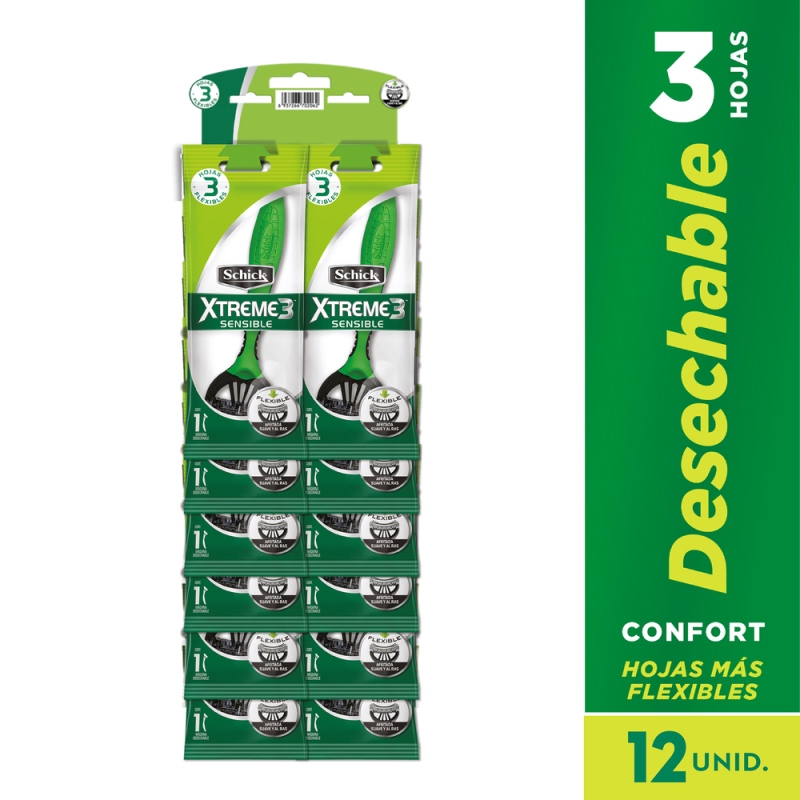 MAQ.SCHICK XTREME-3 PIEL SENSIBLE 12 UND