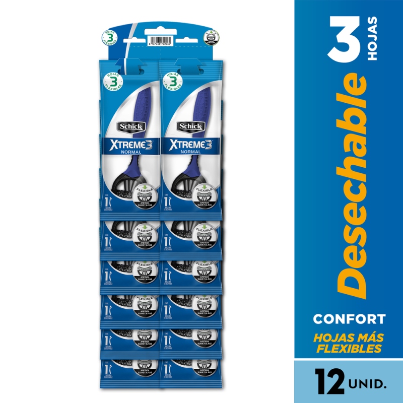 MAQ.SCHICK XTREME-3 PIEL NORMAL 12 UND