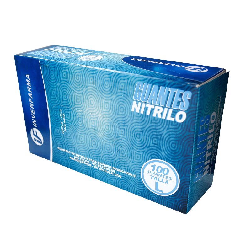 GUANTE NITRILO AZUL T.L CJ 100 UDS INVER