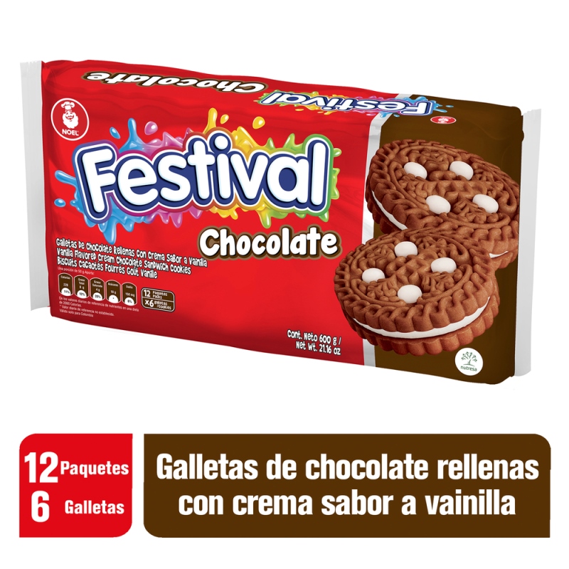 GALLETAS FESTIVAL CHOC.12 PAQ.6 UND